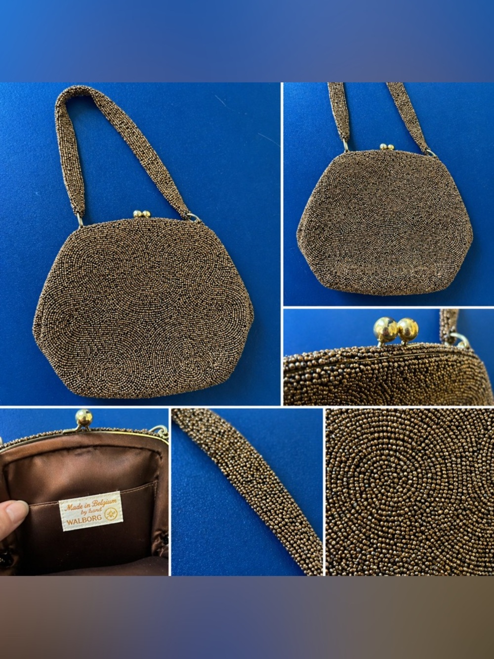 Walborg Bronze Beaded Evening Clutch